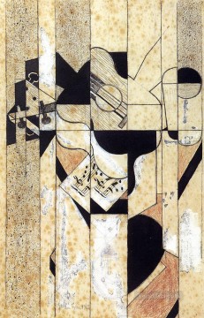 guitarra y cristal 1912 Juan Gris Pinturas al óleo
